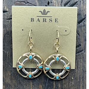 Barse Mariner Earrings- Turquoise- Bronze & Silver-NWT